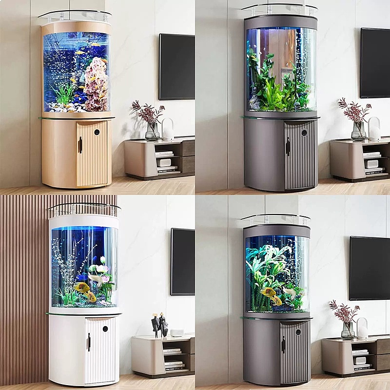 Aquarium Fish Low Maintenance - Acquario da Tavolo con Fondo Semicircolare