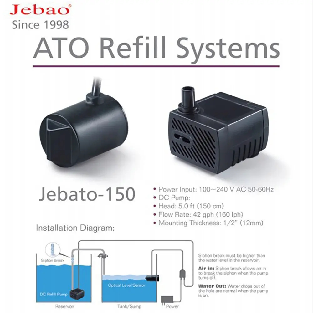 Jebato-150 ATO Sistemi di rica - Aquarium Auto Top Off recensione e prezzo